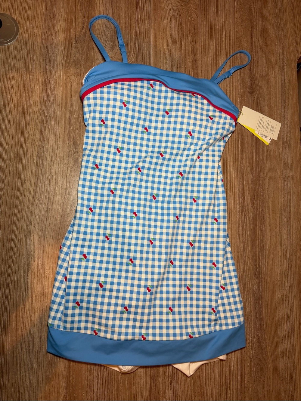 Women’s Blue Gingham athletic Dress with Red Accent